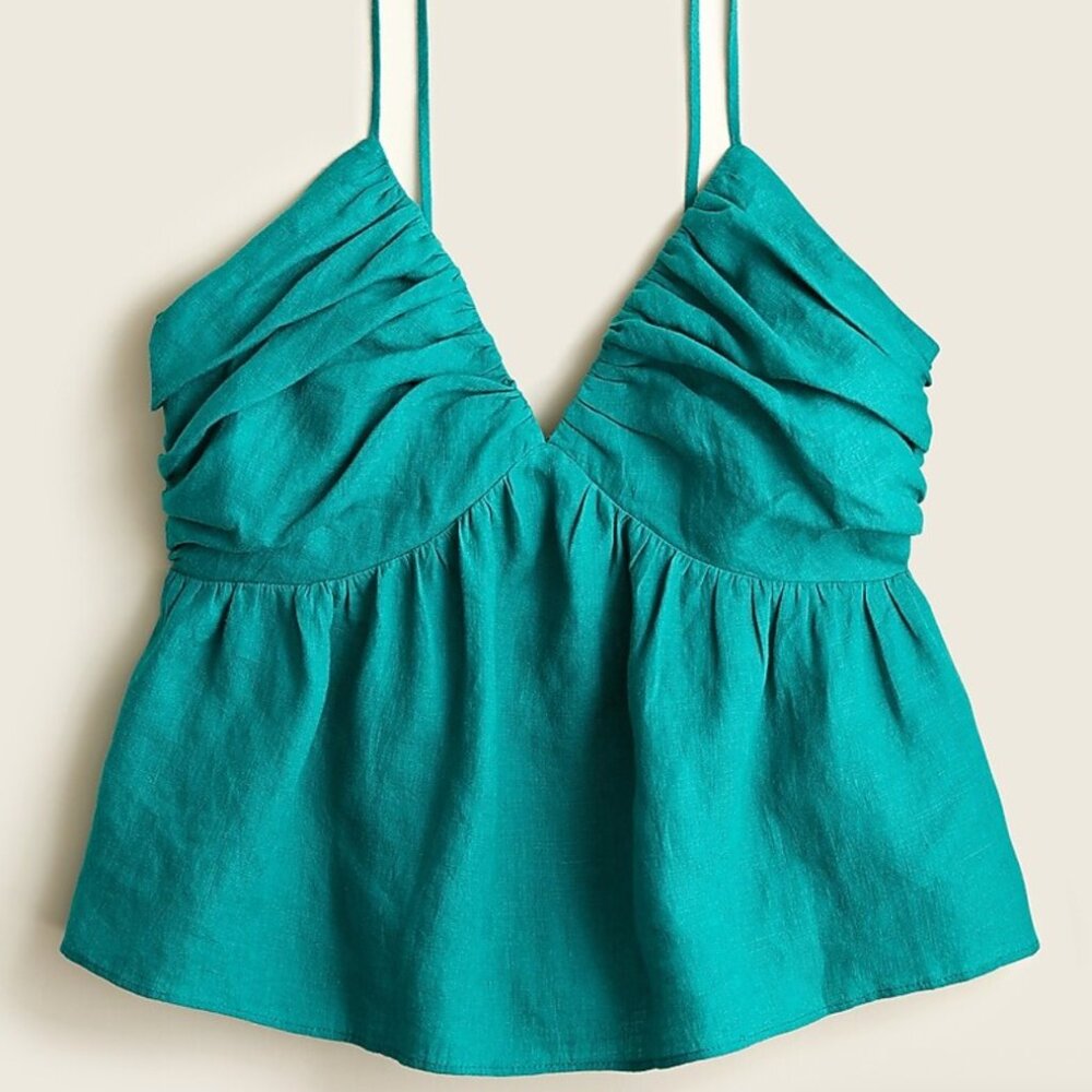 J. Crew V-Neck Gathered Linen Camisole | Large